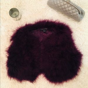 Women's PurpleCropped Feather Jacket